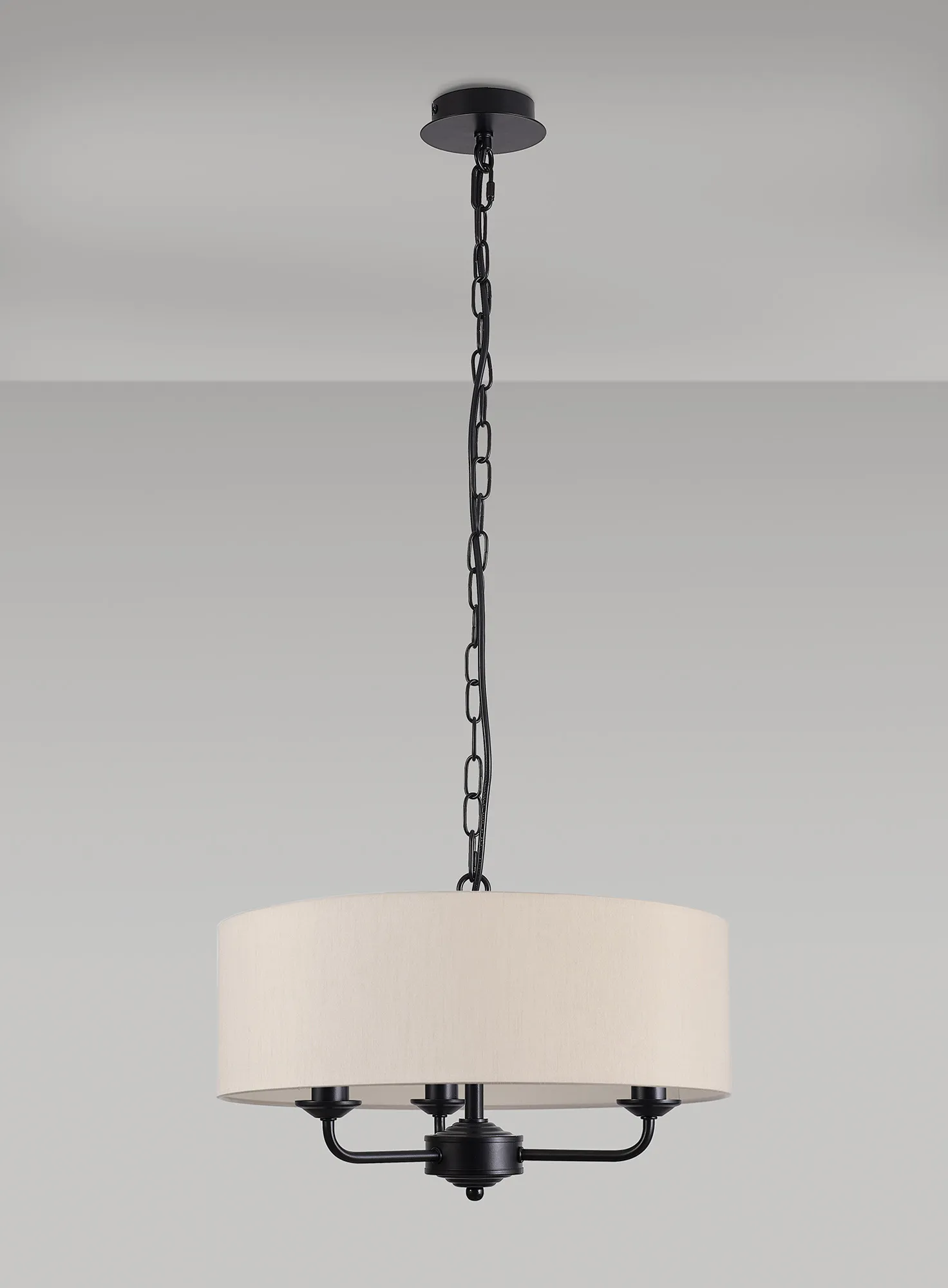 Banyan 45cm 3 Light Pendant Matt Black; Nude Beige/Moonlight DK1019  Deco Banyan MB NU